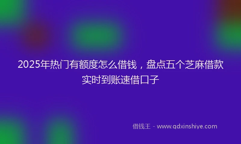 2025年热门有额度怎么借钱，盘点五个芝麻借款实时到账速借口子