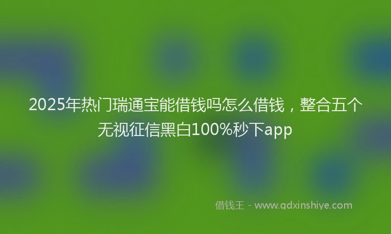 2025年热门瑞通宝能借钱吗怎么借钱，整合五个无视征信黑白100%秒下app