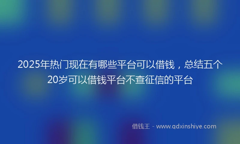 2025年热门现在有哪些平台可以借钱，总结五个20岁可以借钱平台不查征信的平台