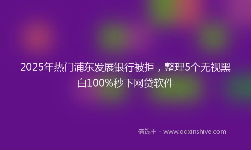 2025年热门浦东发展银行被拒，整理5个无视黑白100%秒下网贷软件