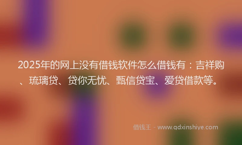 2025年的网上没有借钱软件怎么借钱有：吉祥购、琉璃贷、贷你无忧、甄信贷宝、爱贷借款等。