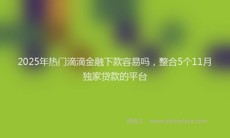 2025年热门滴滴金融下款容易吗，整合5个11月独家贷款的平台