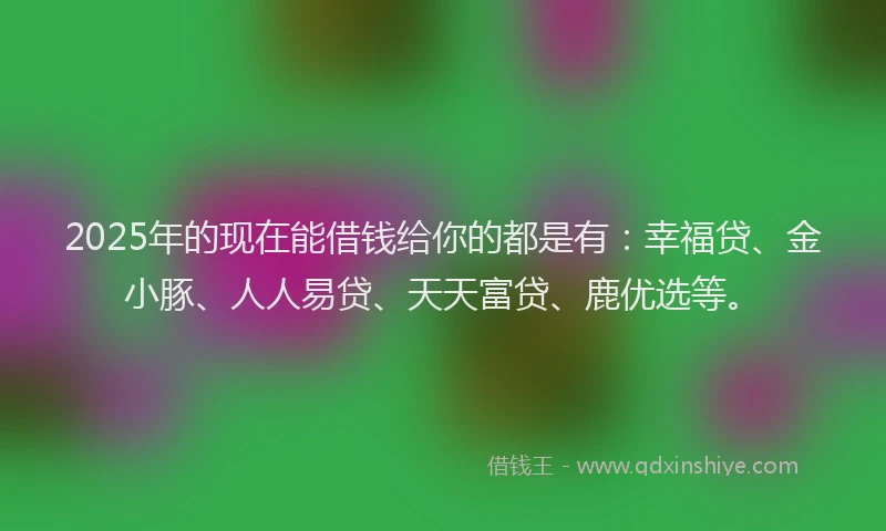 2025年的现在能借钱给你的都是有：幸福贷、金小豚、人人易贷、天天富贷、鹿优选等。
