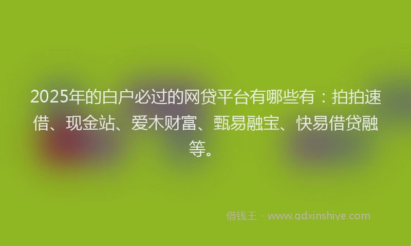 2025年的白户必过的网贷平台有哪些有：拍拍速借、现金站、爱木财富、甄易融宝、快易借贷融等。