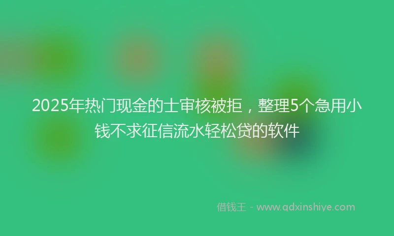 2025年热门现金的士审核被拒，整理5个急用小钱不求征信流水轻松贷的软件