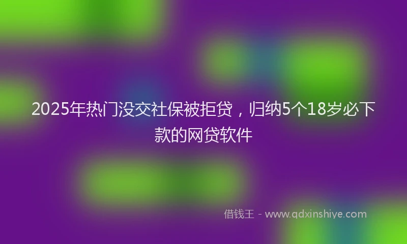 2025年热门没交社保被拒贷，归纳5个18岁必下款的网贷软件