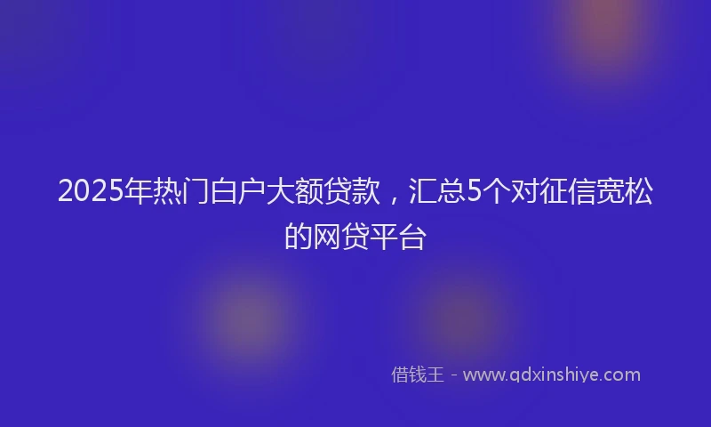 2025年热门白户大额贷款，汇总5个对征信宽松的网贷平台