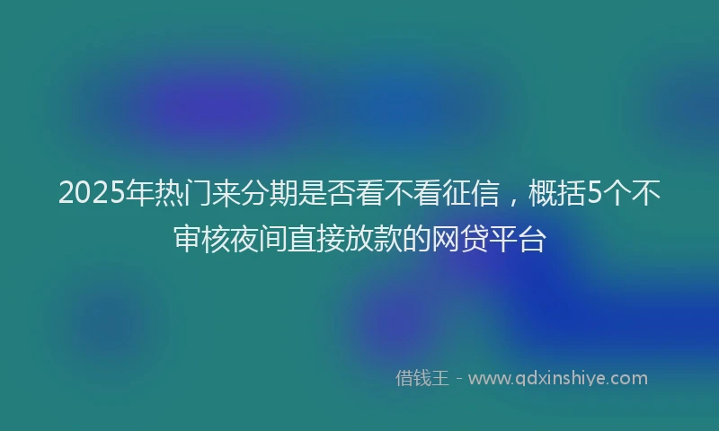 2025年热门来分期是否看不看征信，概括5个不审核夜间直接放款的网贷平台