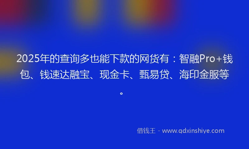 2025年的查询多也能下款的网货有：智融Pro+钱包、钱速达融宝、现金卡、甄易贷、海印金服等。