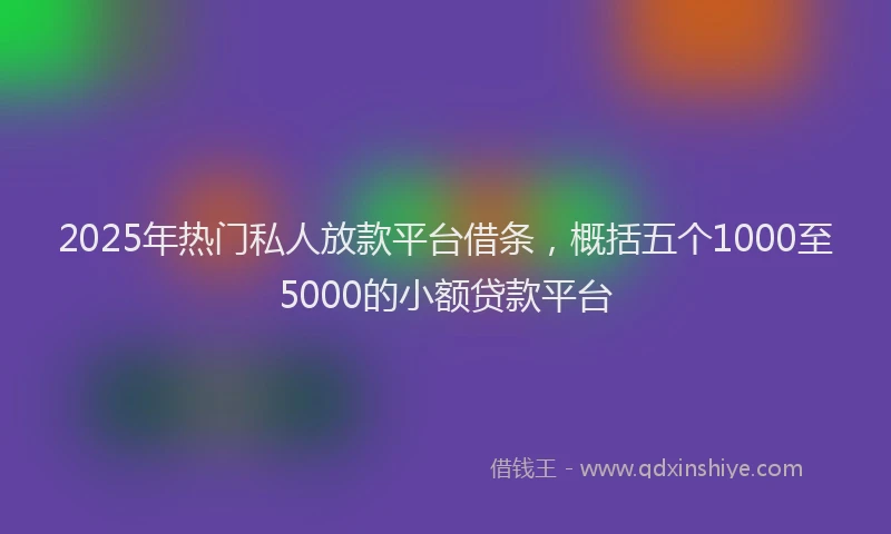 2025年热门私人放款平台借条，概括五个1000至5000的小额贷款平台