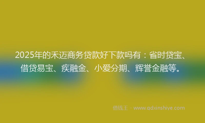 2025年的禾迈商务贷款好下款吗有：省时贷宝、借贷易宝、疾融金、小爱分期、辉誉金融等。
