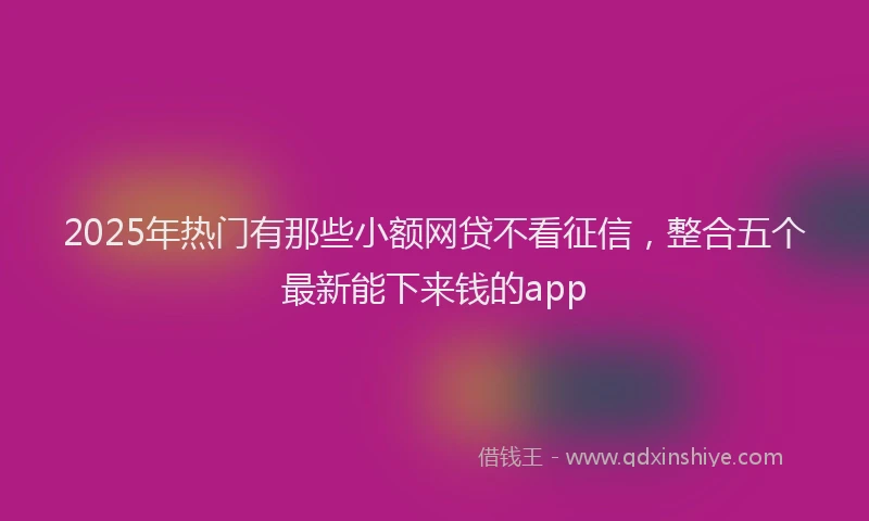 2025年热门有那些小额网贷不看征信，整合五个最新能下来钱的app