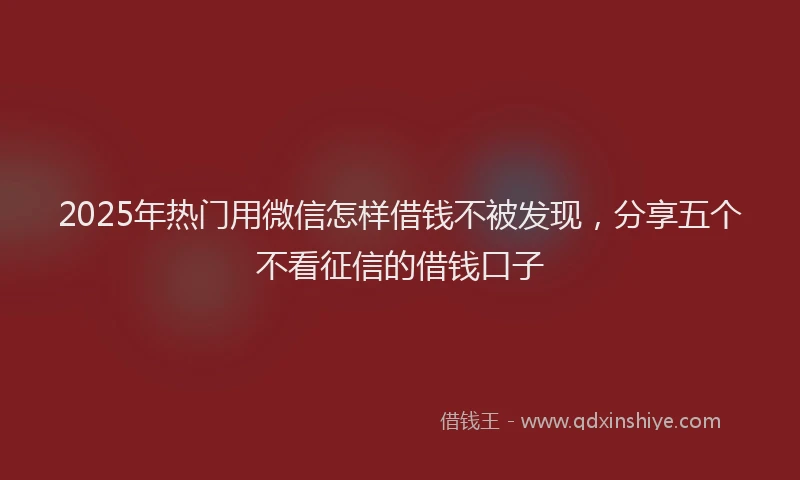 2025年热门用微信怎样借钱不被发现，分享五个不看征信的借钱口子