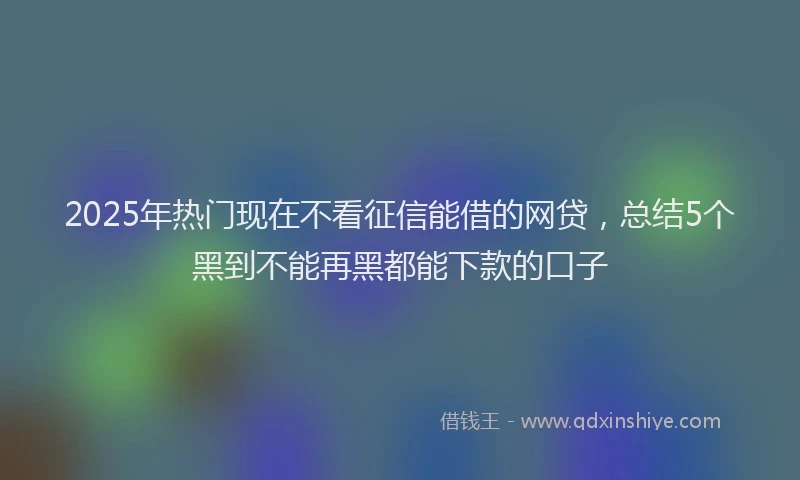 2025年热门现在不看征信能借的网贷，总结5个黑到不能再黑都能下款的口子