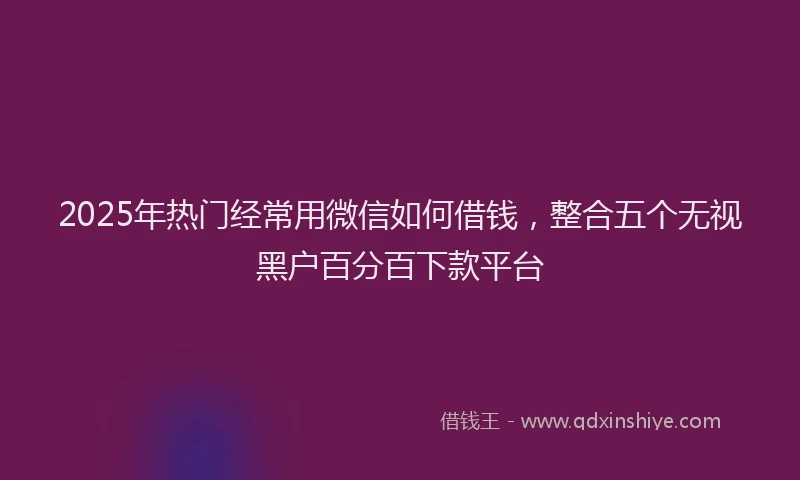 2025年热门经常用微信如何借钱，整合五个无视黑户百分百下款平台