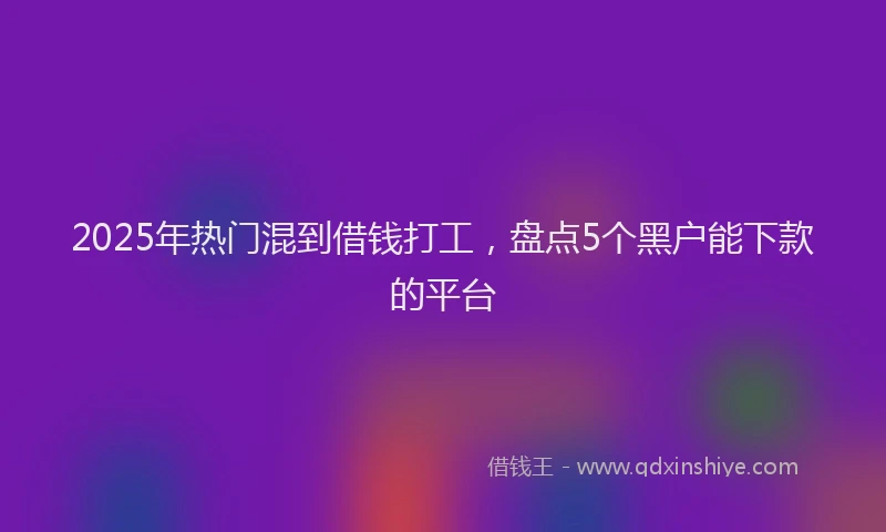2025年热门混到借钱打工，盘点5个黑户能下款的平台