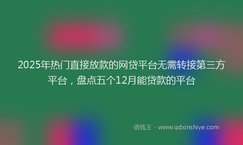 2025年热门直接放款的网贷平台无需转接第三方平台，盘点五个12月能贷款的平台