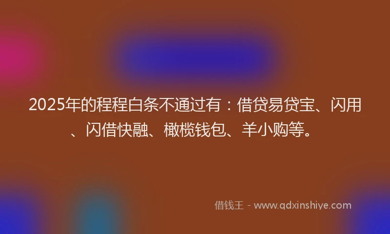 2025年的程程白条不通过有：借贷易贷宝、闪用、闪借快融、橄榄钱包、羊小购等。