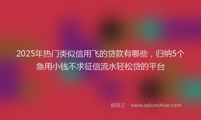2025年热门类似信用飞的贷款有哪些，归纳5个急用小钱不求征信流水轻松贷的平台