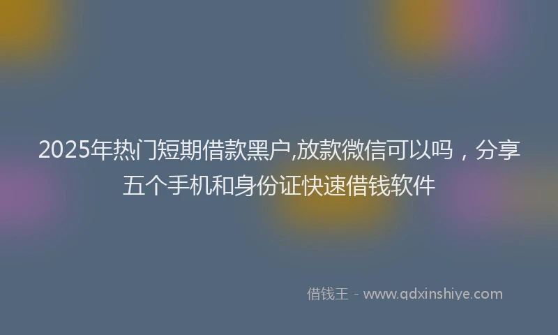 2025年热门短期借款黑户,放款微信可以吗，分享五个手机和身份证快速借钱软件