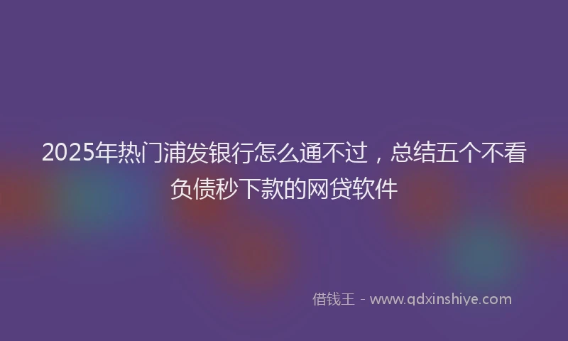 2025年热门浦发银行怎么通不过，总结五个不看负债秒下款的网贷软件