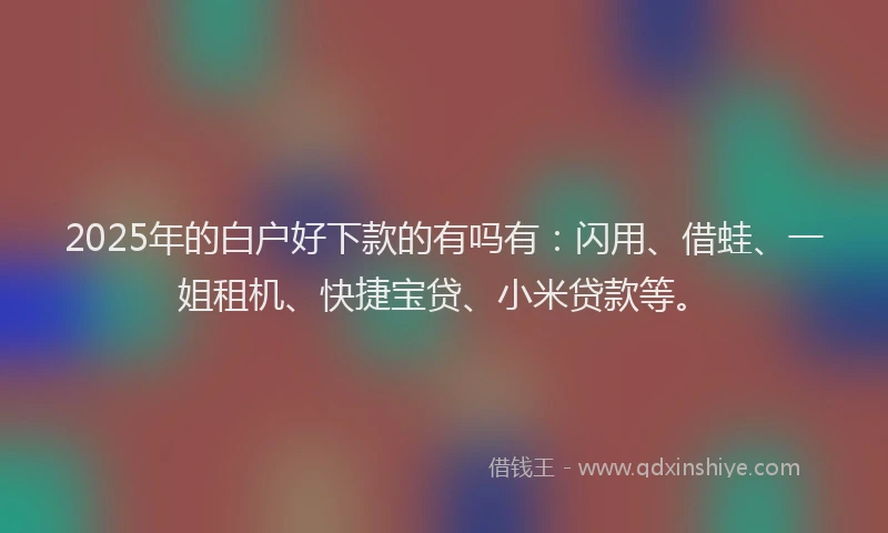 2025年的白户好下款的有吗有：闪用、借蛙、一姐租机、快捷宝贷、小米贷款等。