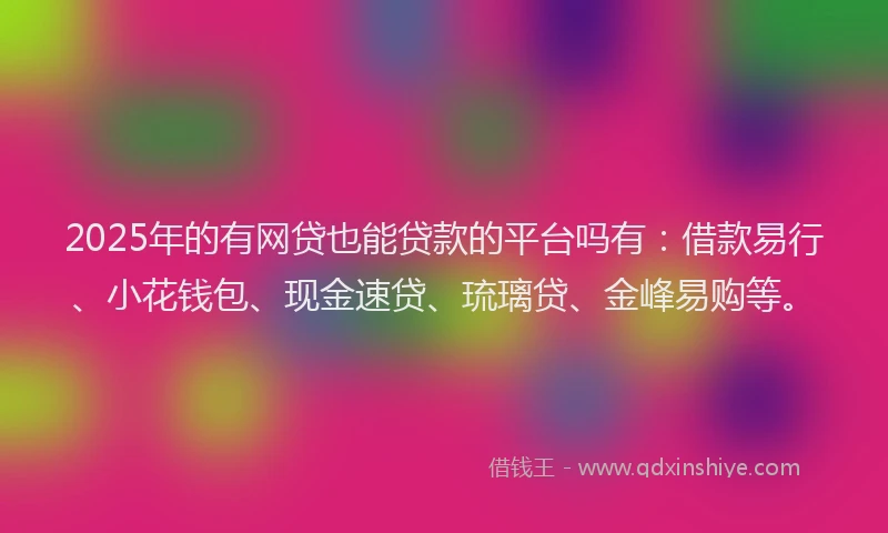 2025年的有网贷也能贷款的平台吗有：借款易行、小花钱包、现金速贷、琉璃贷、金峰易购等。