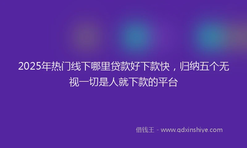2025年热门线下哪里贷款好下款快，归纳五个无视一切是人就下款的平台