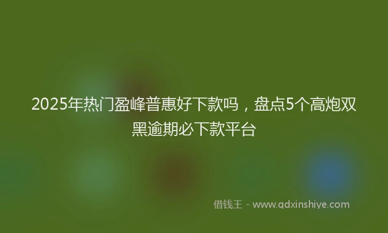 2025年热门盈峰普惠好下款吗，盘点5个高炮双黑逾期必下款平台