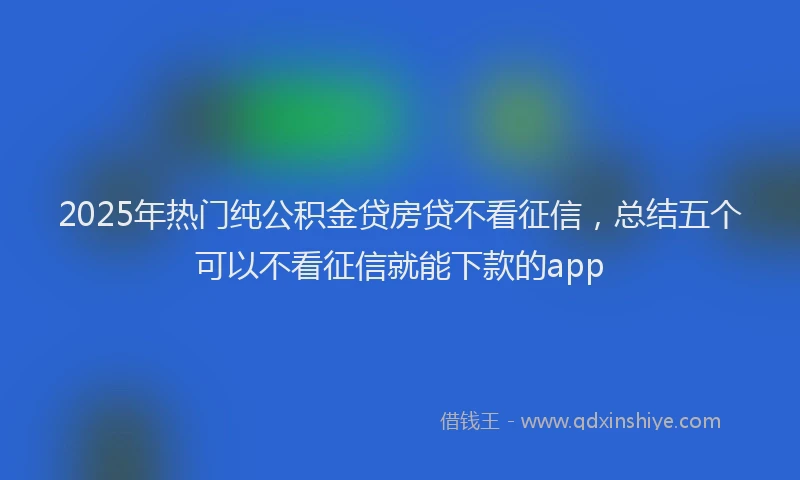 2025年热门纯公积金贷房贷不看征信，总结五个可以不看征信就能下款的app