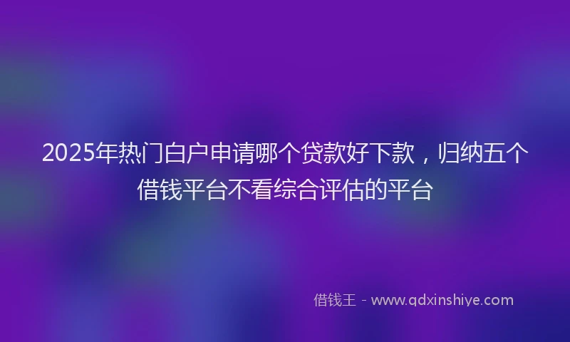 2025年热门白户申请哪个贷款好下款，归纳五个借钱平台不看综合评估的平台