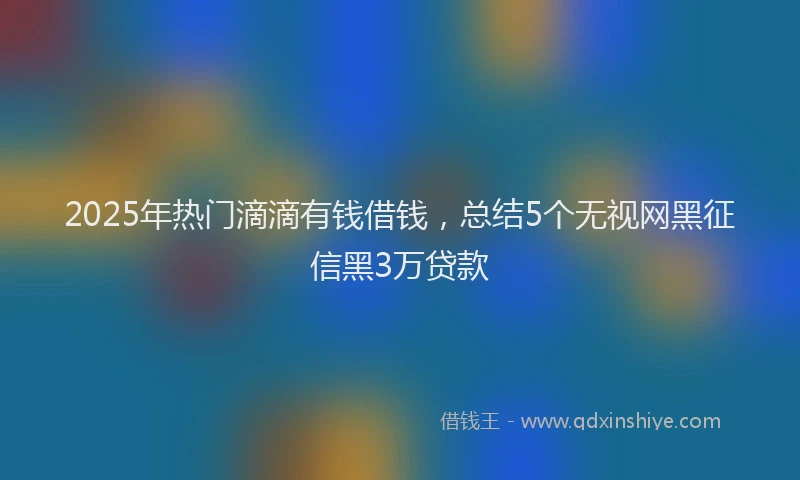 2025年热门滴滴有钱借钱，总结5个无视网黑征信黑3万贷款