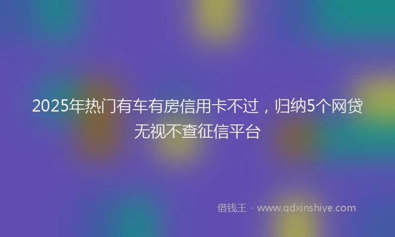 2025年热门有车有房信用卡不过，归纳5个网贷无视不查征信平台