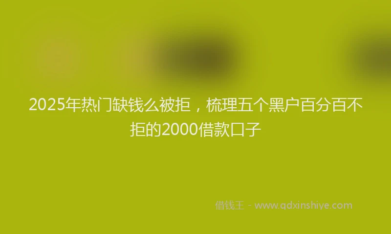 2025年热门缺钱么被拒，梳理五个黑户百分百不拒的2000借款口子