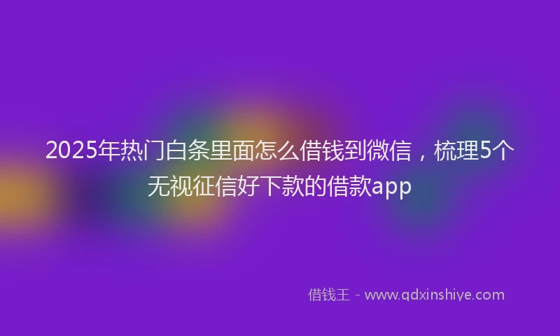 2025年热门白条里面怎么借钱到微信，梳理5个无视征信好下款的借款app