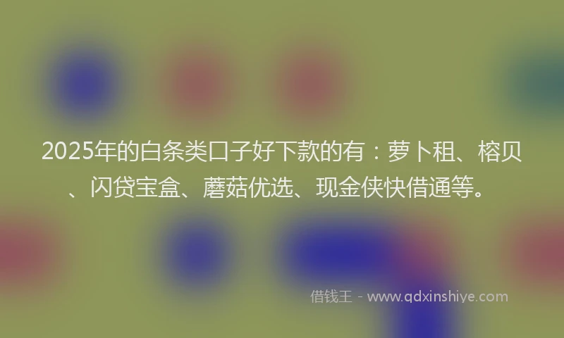 2025年的白条类口子好下款的有：萝卜租、榕贝、闪贷宝盒、蘑菇优选、现金侠快借通等。