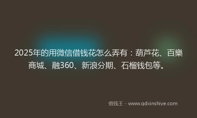 2025年的用微信借钱花怎么弄有：葫芦花、百樂商城、融360、新浪分期、石榴钱包等。
