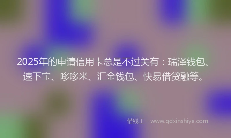 2025年的申请信用卡总是不过关有：瑞泽钱包、速下宝、哆哆米、汇金钱包、快易借贷融等。