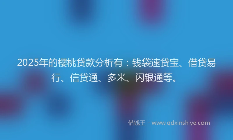 2025年的樱桃贷款分析有：钱袋速贷宝、借贷易行、信贷通、多米、闪银通等。