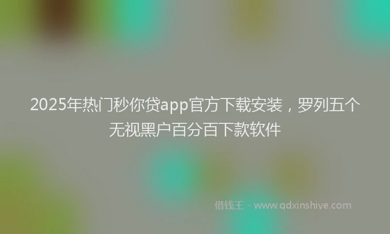 2025年热门秒你贷app官方下载安装，罗列五个无视黑户百分百下款软件