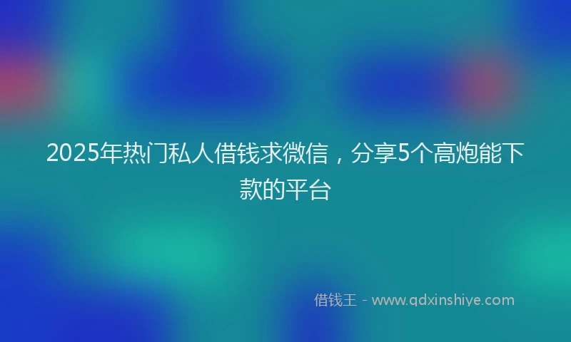 2025年热门私人借钱求微信，分享5个高炮能下款的平台