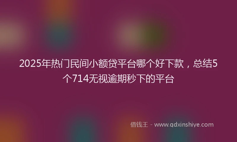 2025年热门民间小额贷平台哪个好下款，总结5个714无视逾期秒下的平台