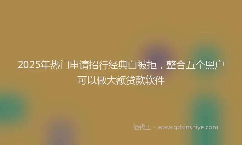 2025年热门申请招行经典白被拒，整合五个黑户可以做大额贷款软件