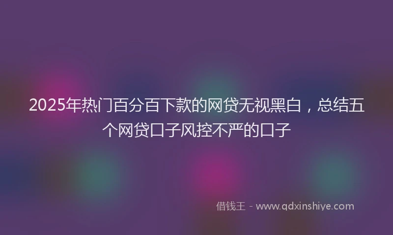 2025年热门百分百下款的网贷无视黑白，总结五个网贷口子风控不严的口子