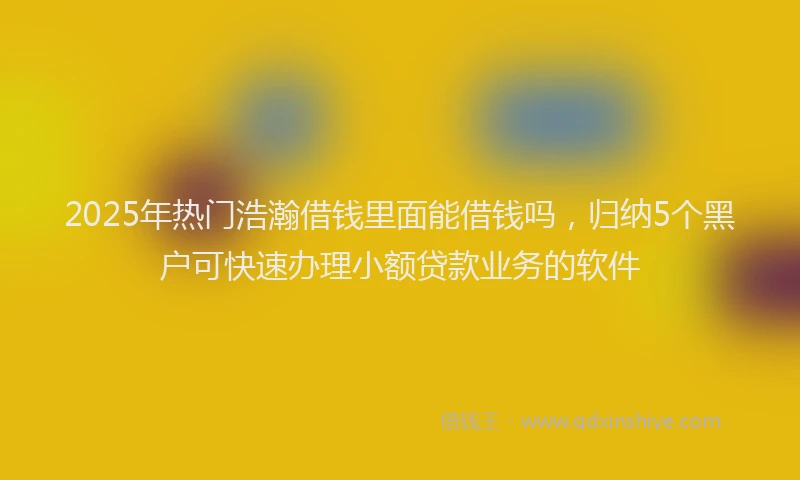 2025年热门浩瀚借钱里面能借钱吗，归纳5个黑户可快速办理小额贷款业务的软件