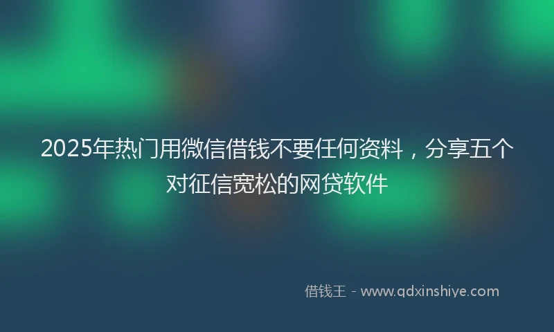 2025年热门用微信借钱不要任何资料，分享五个对征信宽松的网贷软件