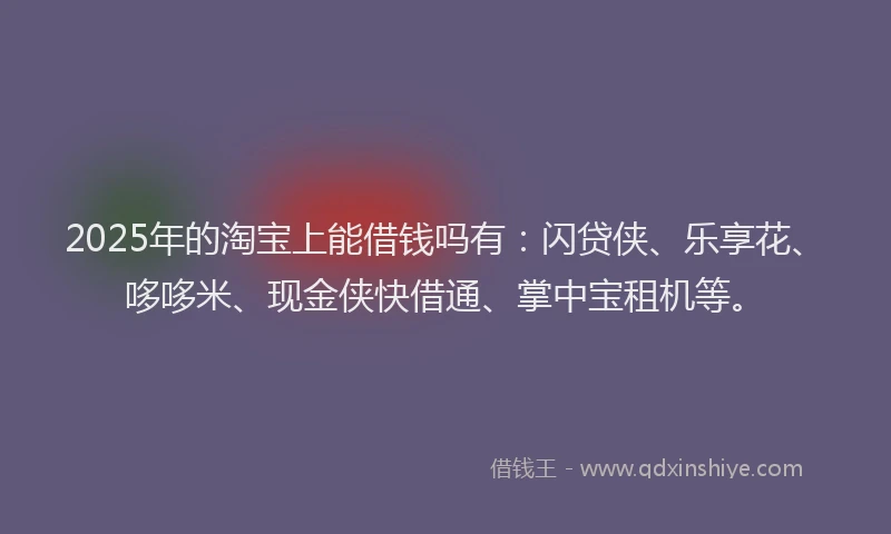 2025年的淘宝上能借钱吗有：闪贷侠、乐享花、哆哆米、现金侠快借通、掌中宝租机等。