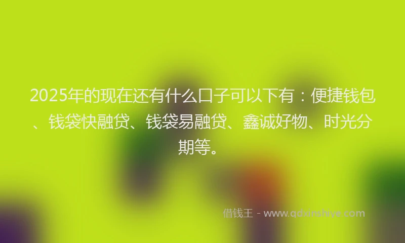 2025年的现在还有什么口子可以下有：便捷钱包、钱袋快融贷、钱袋易融贷、鑫诚好物、时光分期等。