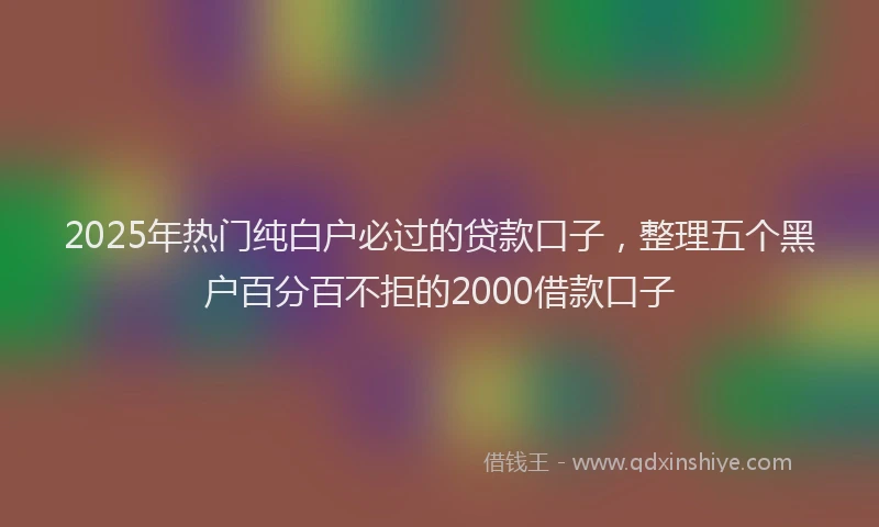 2025年热门纯白户必过的贷款口子，整理五个黑户百分百不拒的2000借款口子