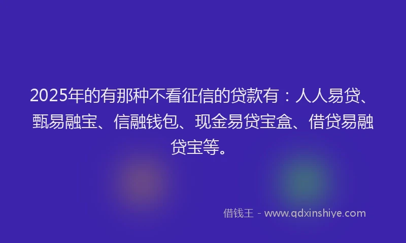 2025年的有那种不看征信的贷款有：人人易贷、甄易融宝、信融钱包、现金易贷宝盒、借贷易融贷宝等。